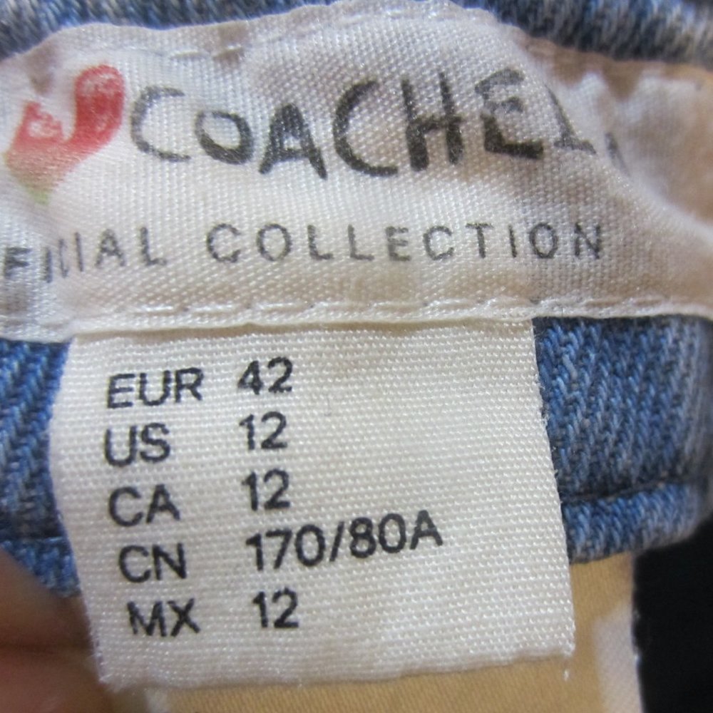 H & M Coachella Denim Jean Mini Skirt Floral Rose Embroidered Women's 12 - Picture 4 of 5